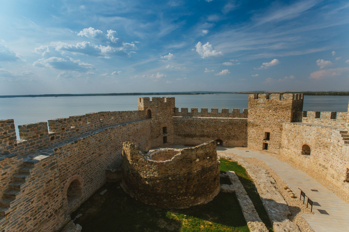 Medieval fortress in a fishing village