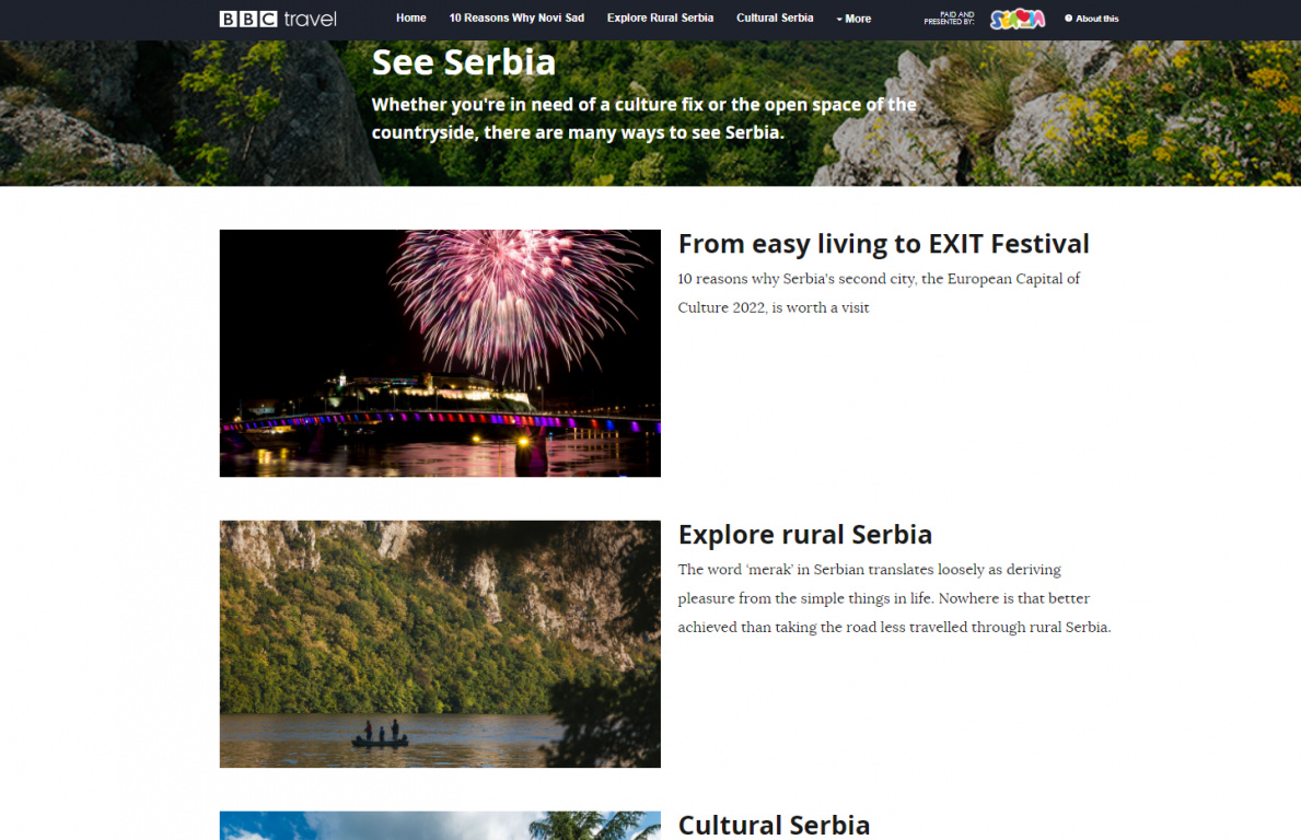 The BBC praises the tourist potential of Serbia